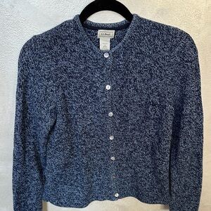 L.L. Bean Women's Marled Blue Cardigan 100% cotton sz small
